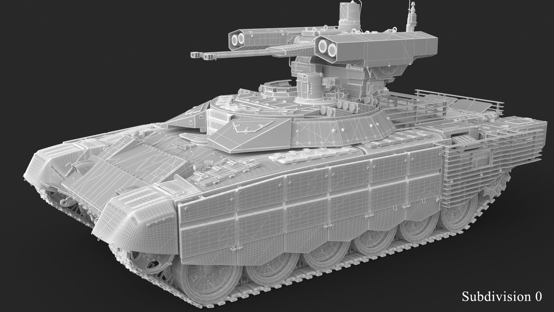 Tank Terminator BMPT 72 Clay 3D model_26