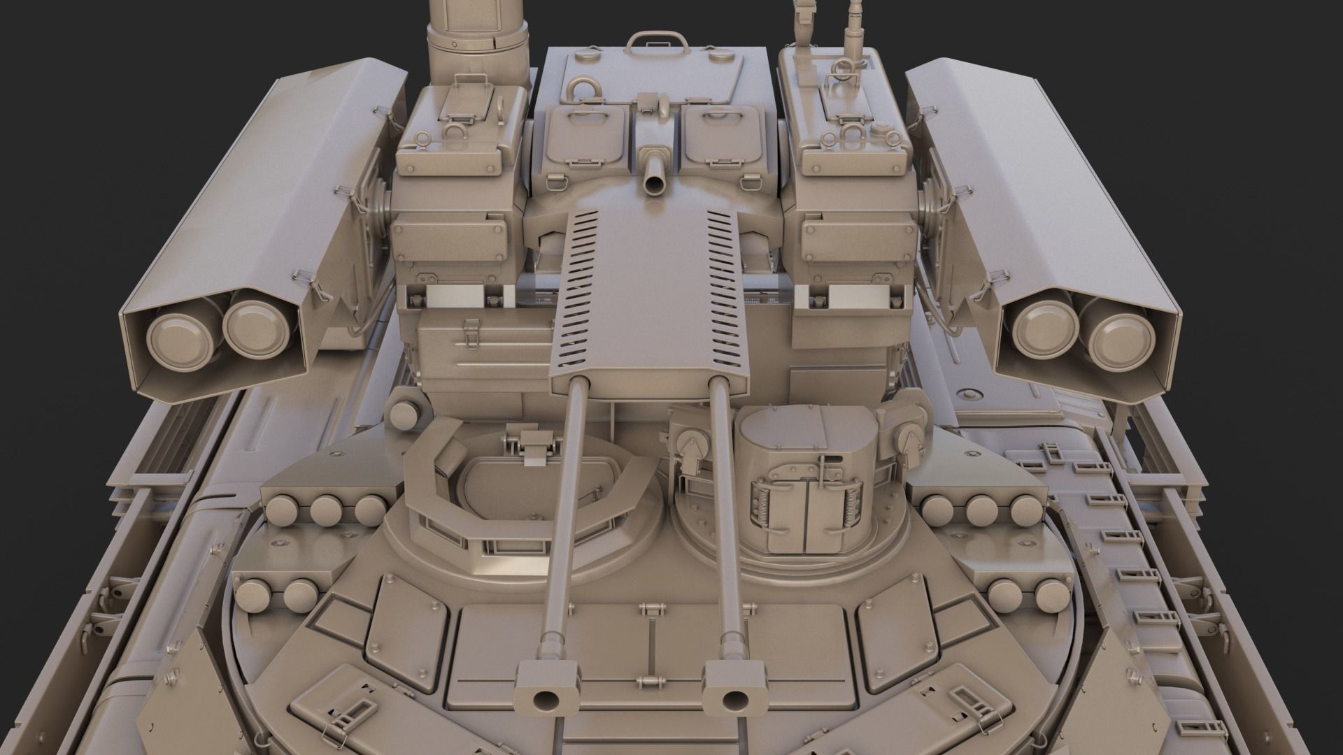 Tank Terminator BMPT 72 Clay 3D model_16