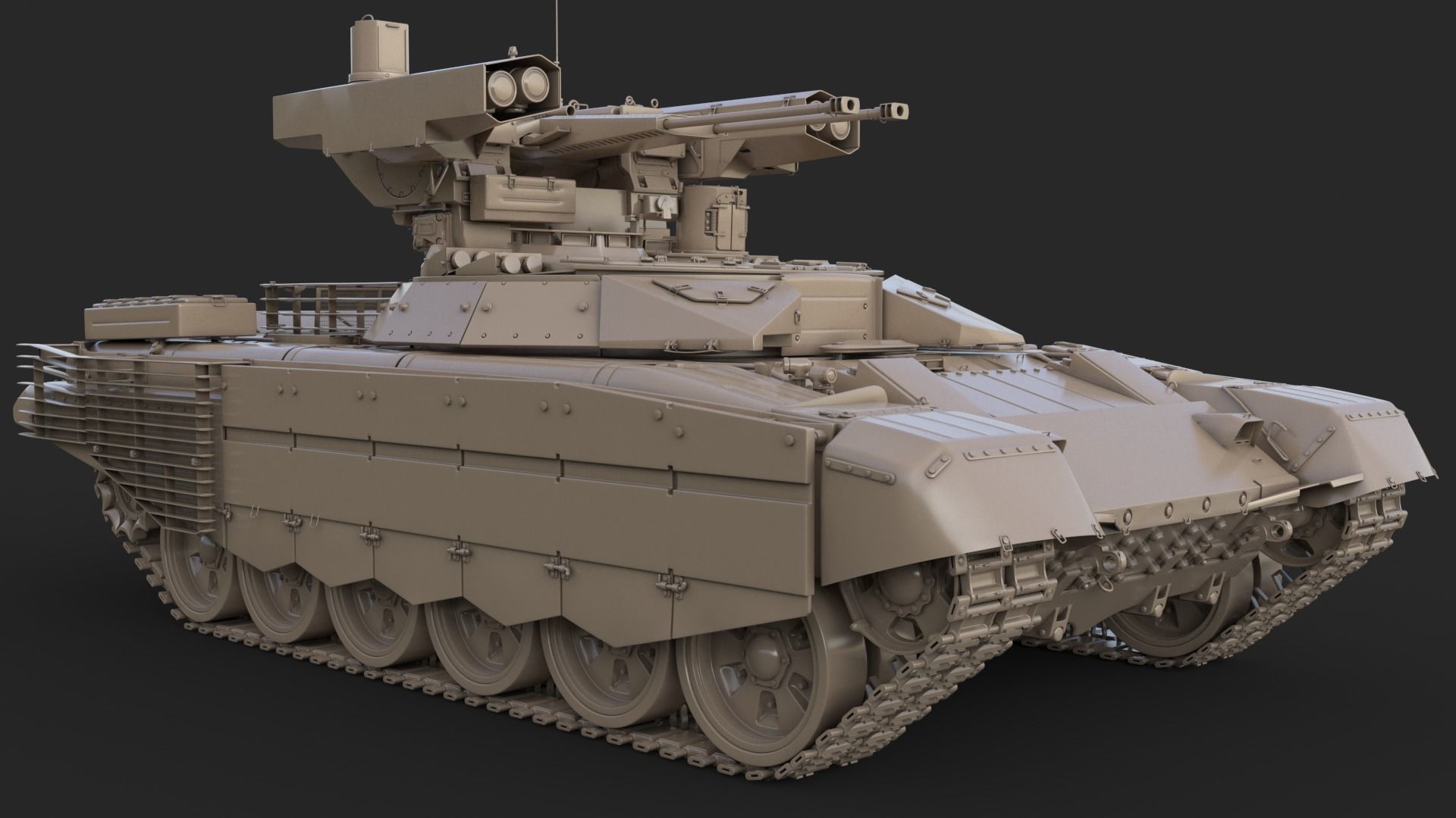 Tank Terminator BMPT 72 Clay 3D model_5