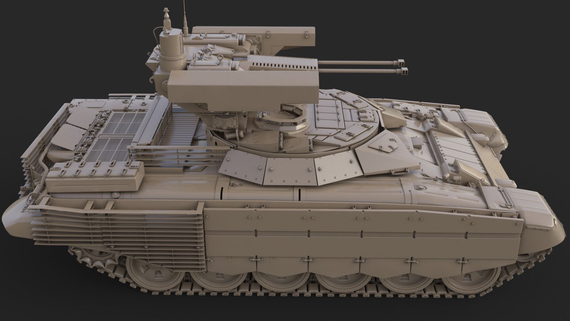 Tank Terminator BMPT 72 Clay 3D model_14