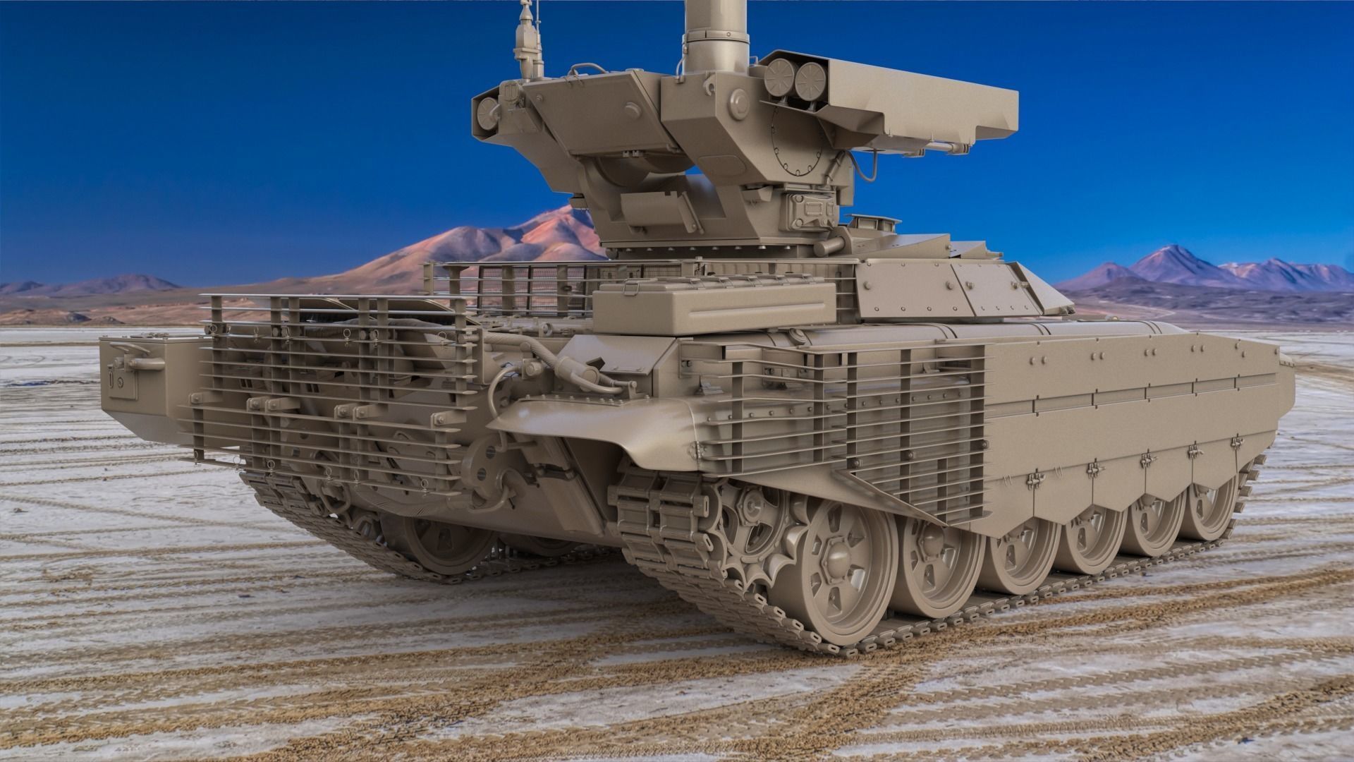 Tank Terminator BMPT 72 Clay 3D model_4