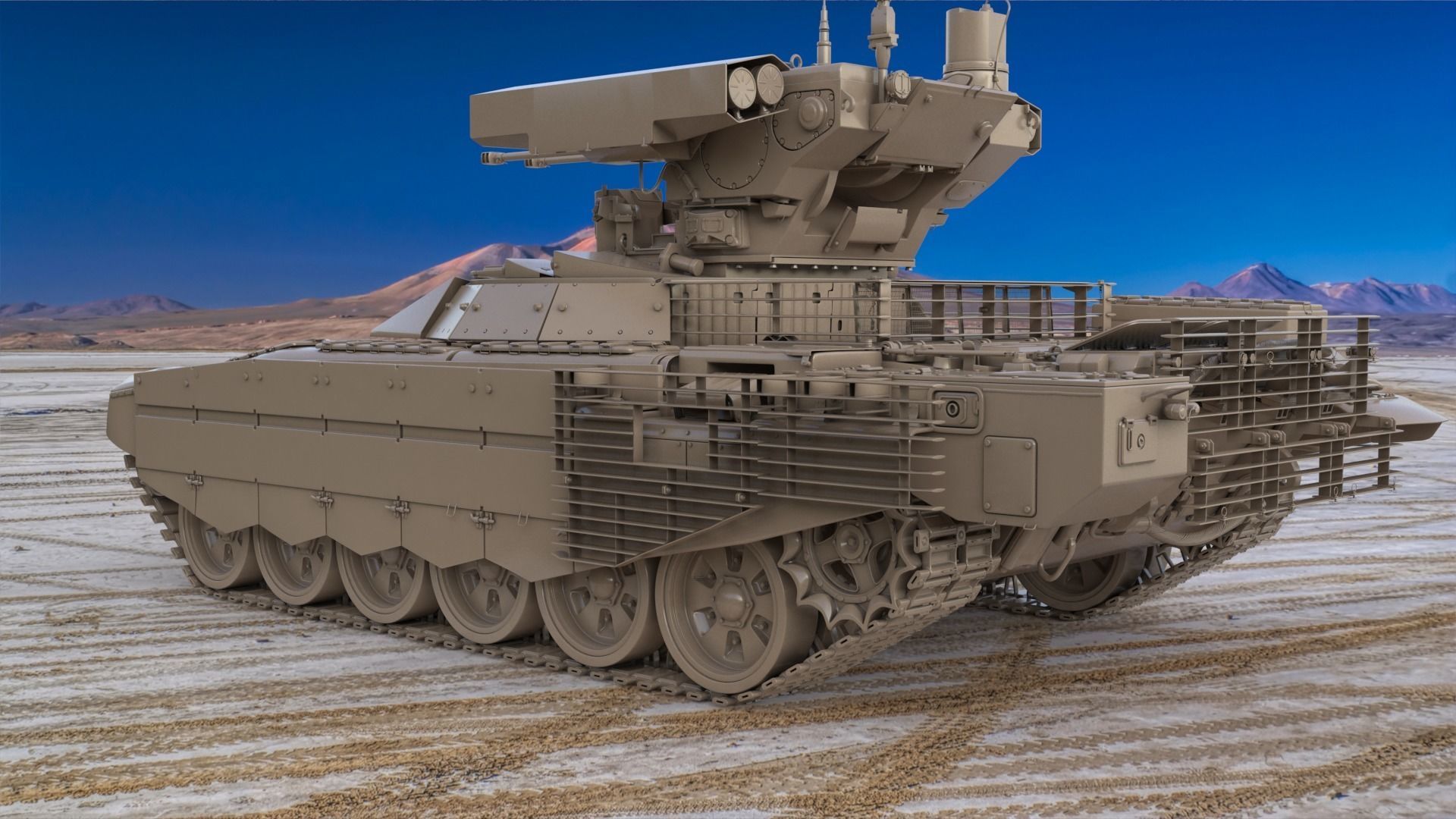 Tank Terminator BMPT 72 Clay 3D model_3