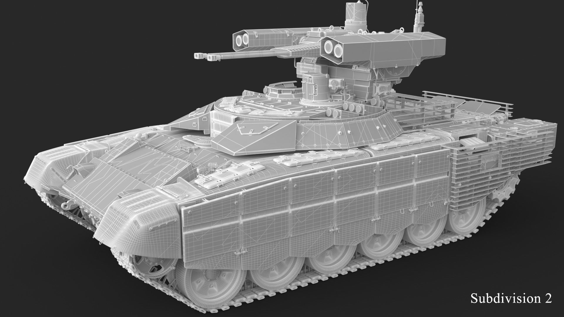 Tank Terminator BMPT 72 Clay 3D model_28