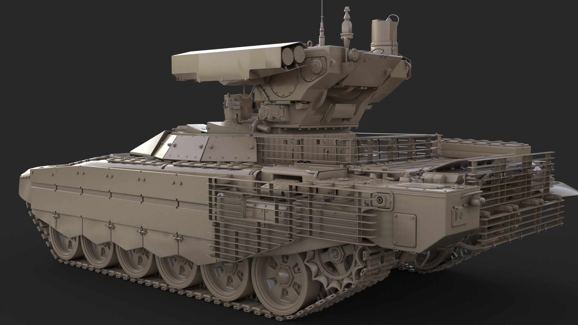 Tank Terminator BMPT 72 Clay 3D model_10