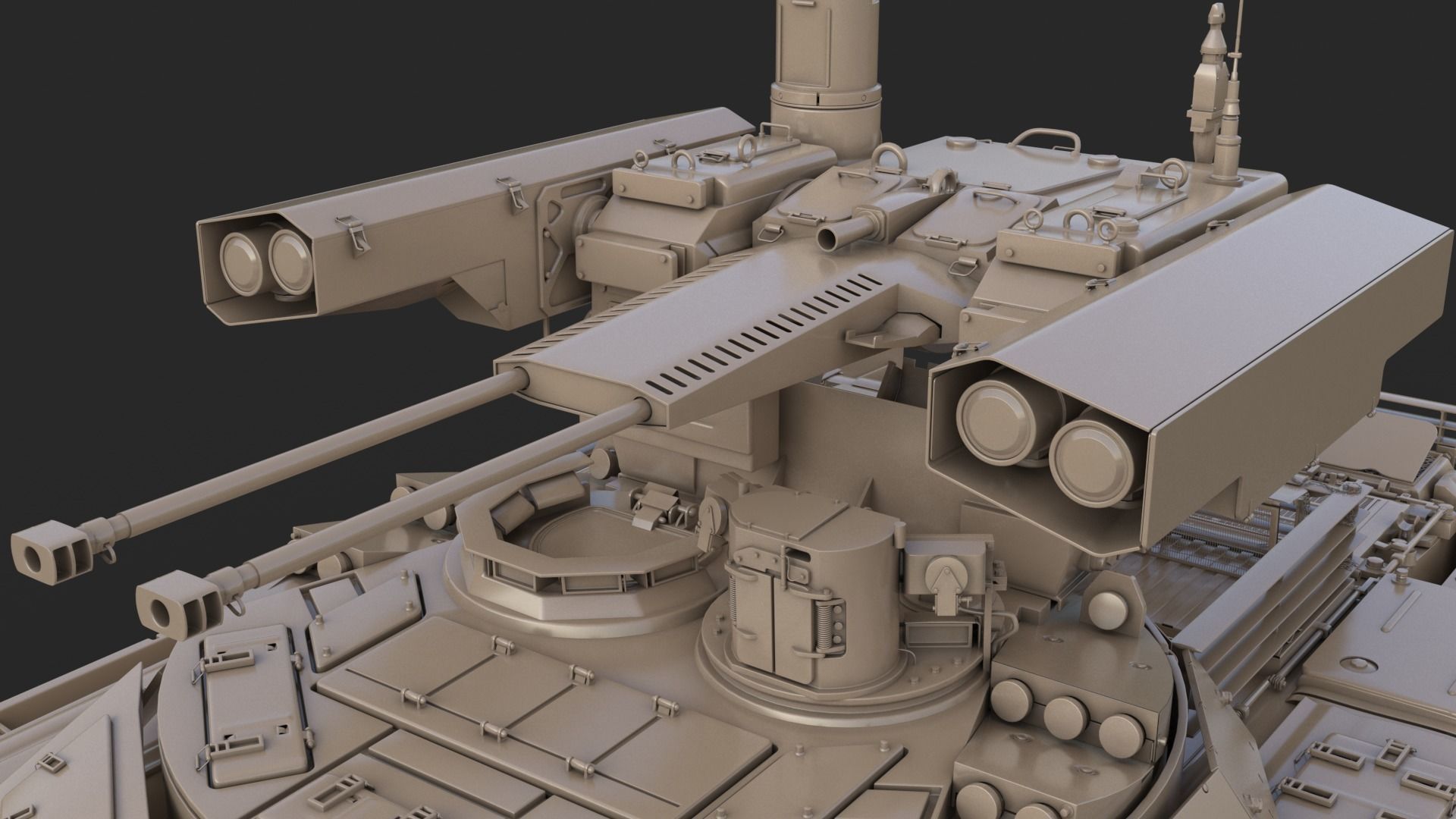 Tank Terminator BMPT 72 Clay 3D model_17