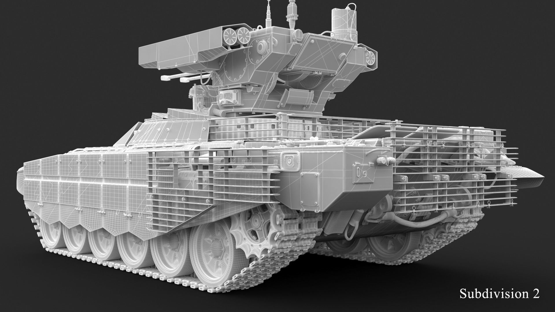 Tank Terminator BMPT 72 Clay 3D model_31