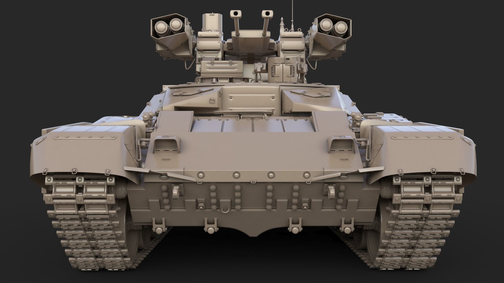 Tank Terminator BMPT 72 Clay 3D model_7