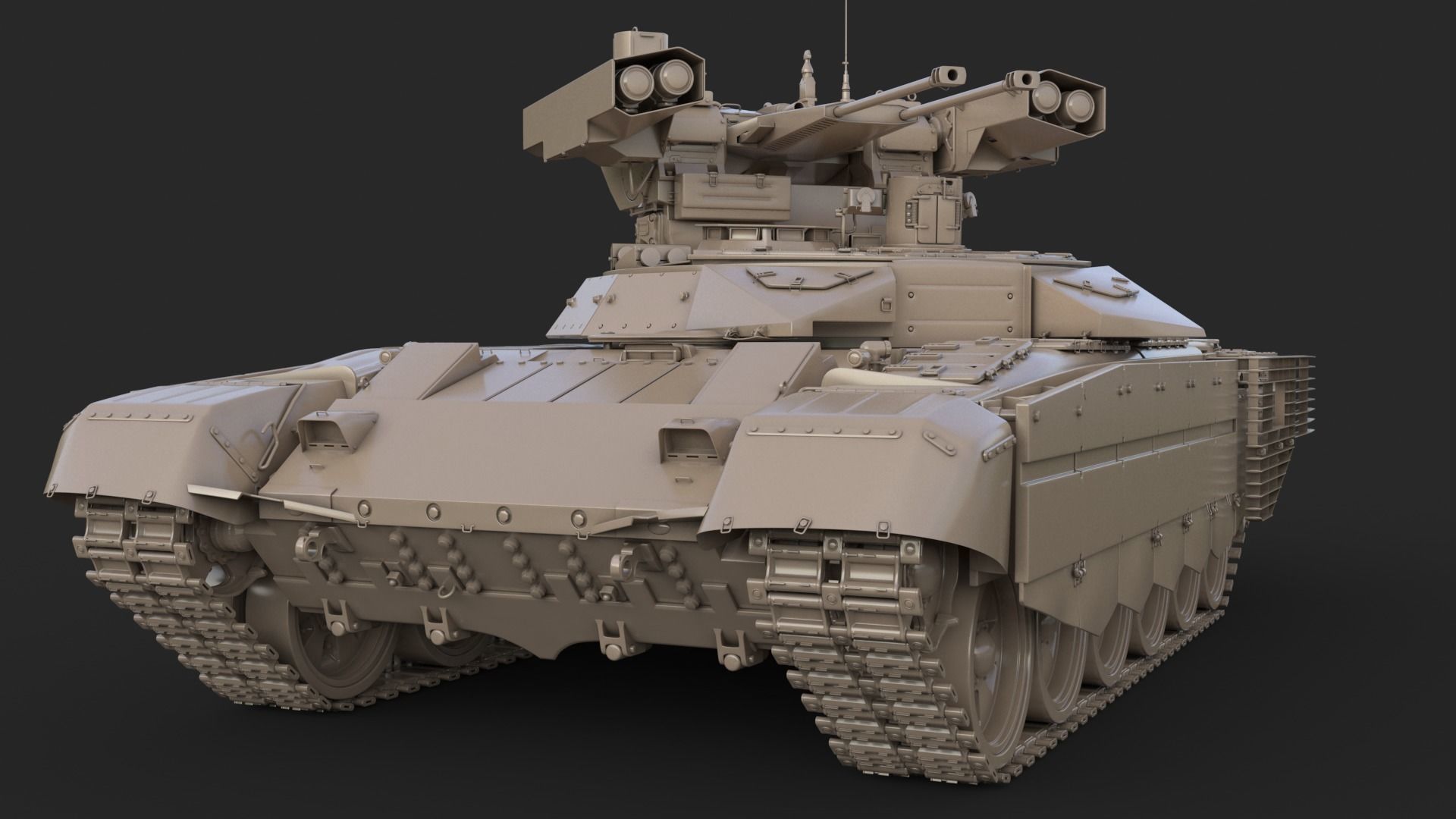 Tank Terminator BMPT 72 Clay 3D model_24