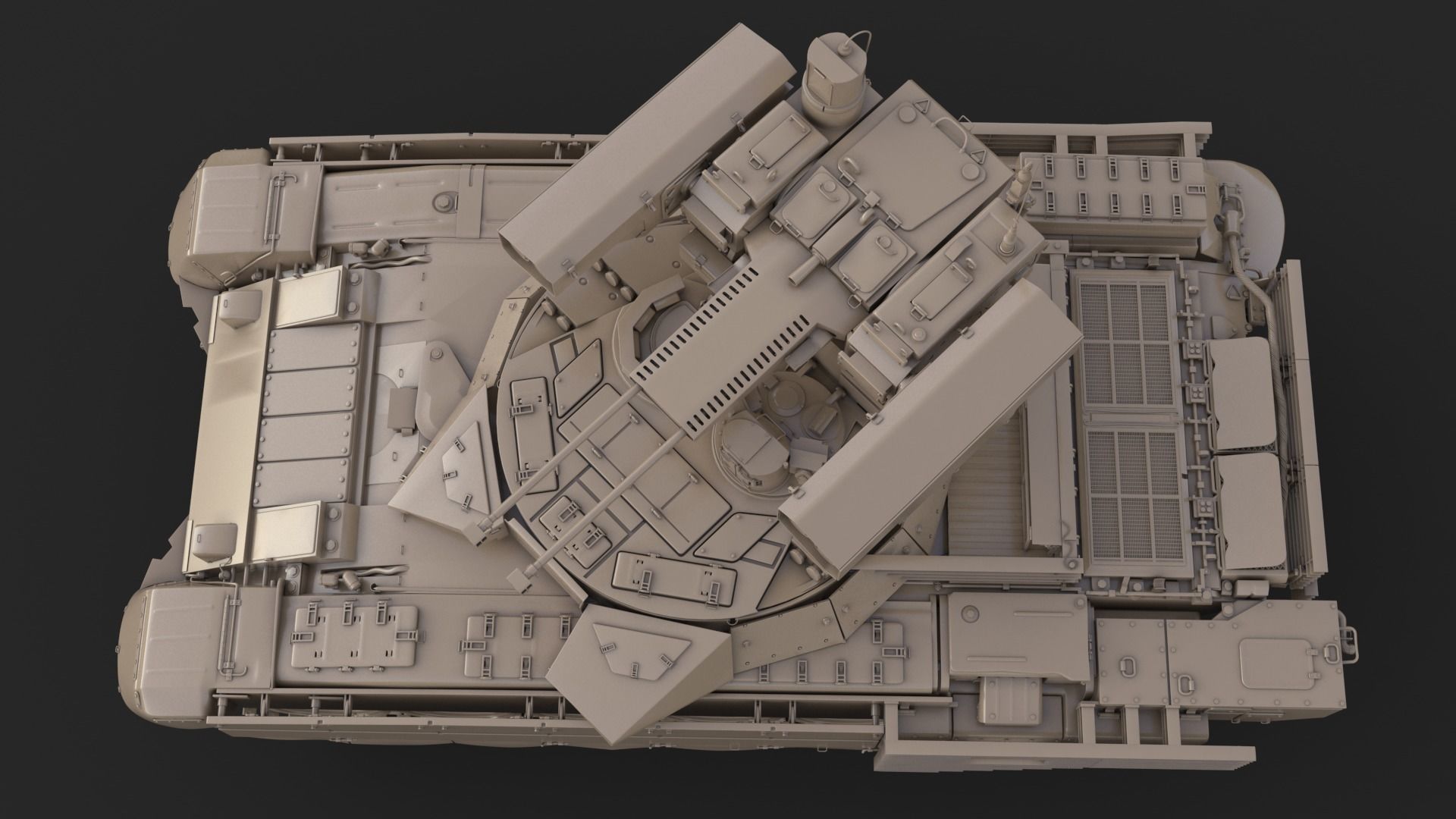 Tank Terminator BMPT 72 Clay 3D model_25
