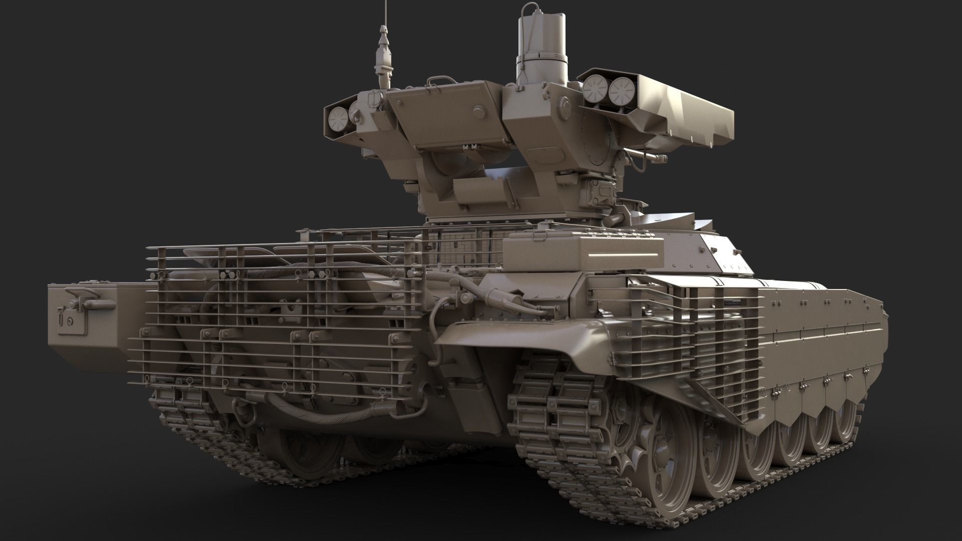 Tank Terminator BMPT 72 Clay 3D model_12
