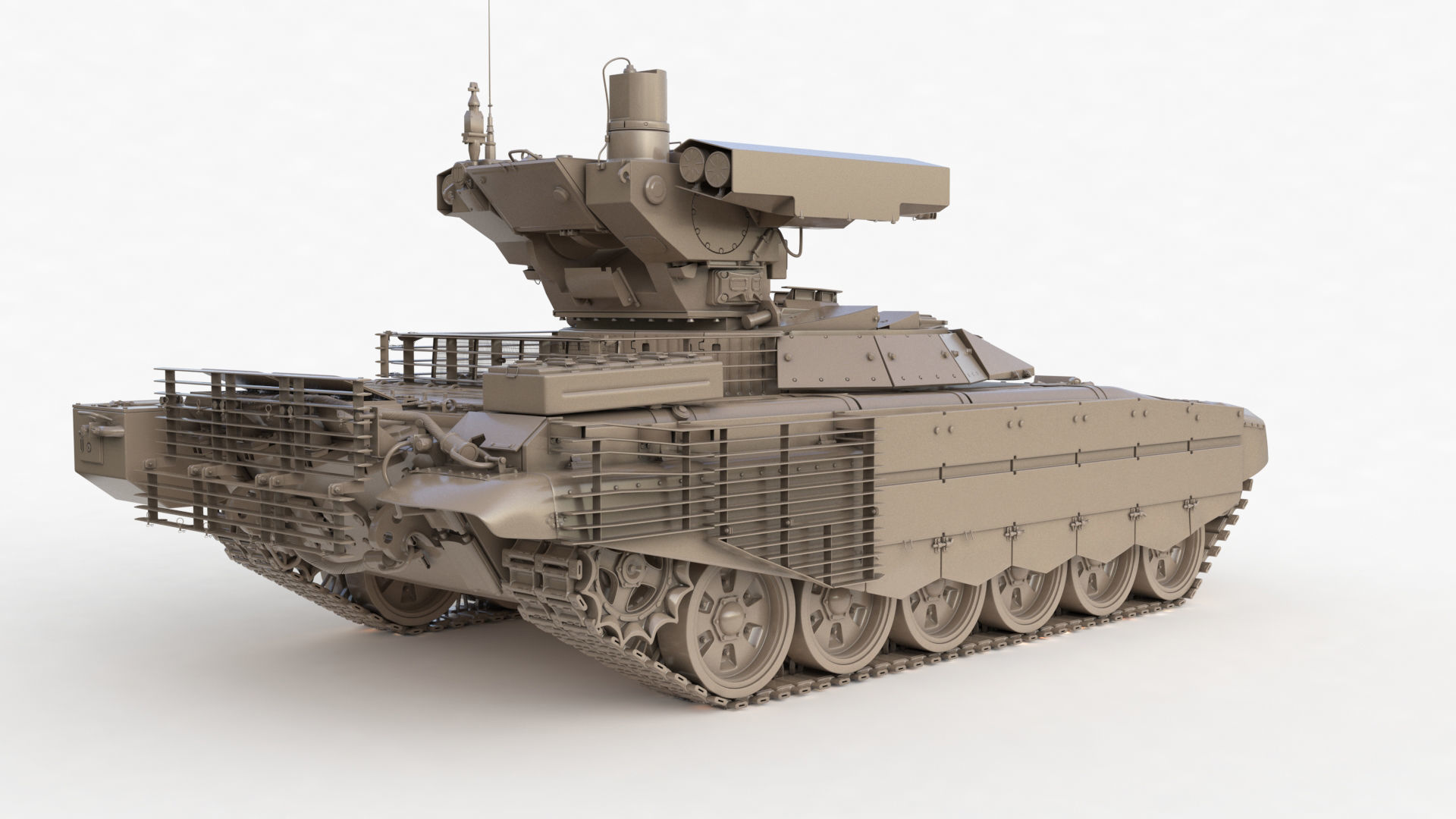 Tank Terminator BMPT 72 Clay 3D model_43