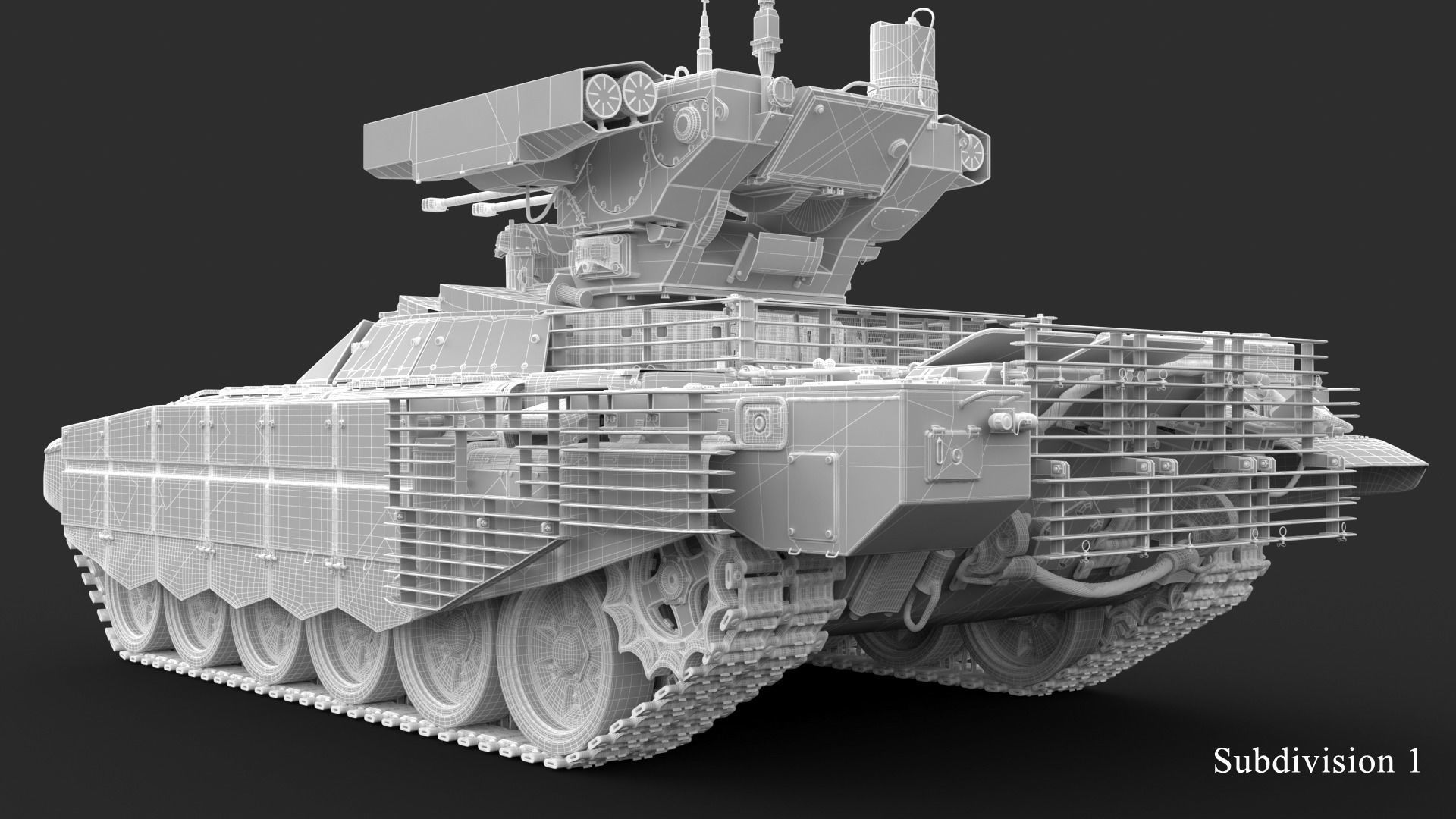 Tank Terminator BMPT 72 Clay 3D model_30