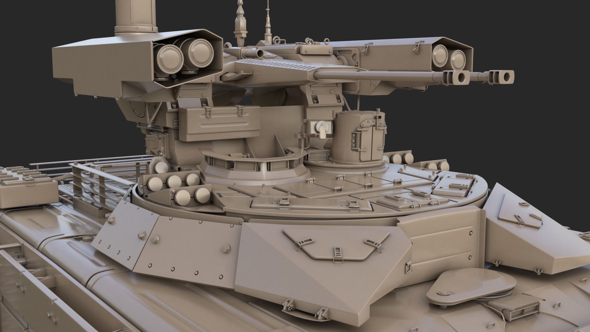 Tank Terminator BMPT 72 Clay 3D model_15