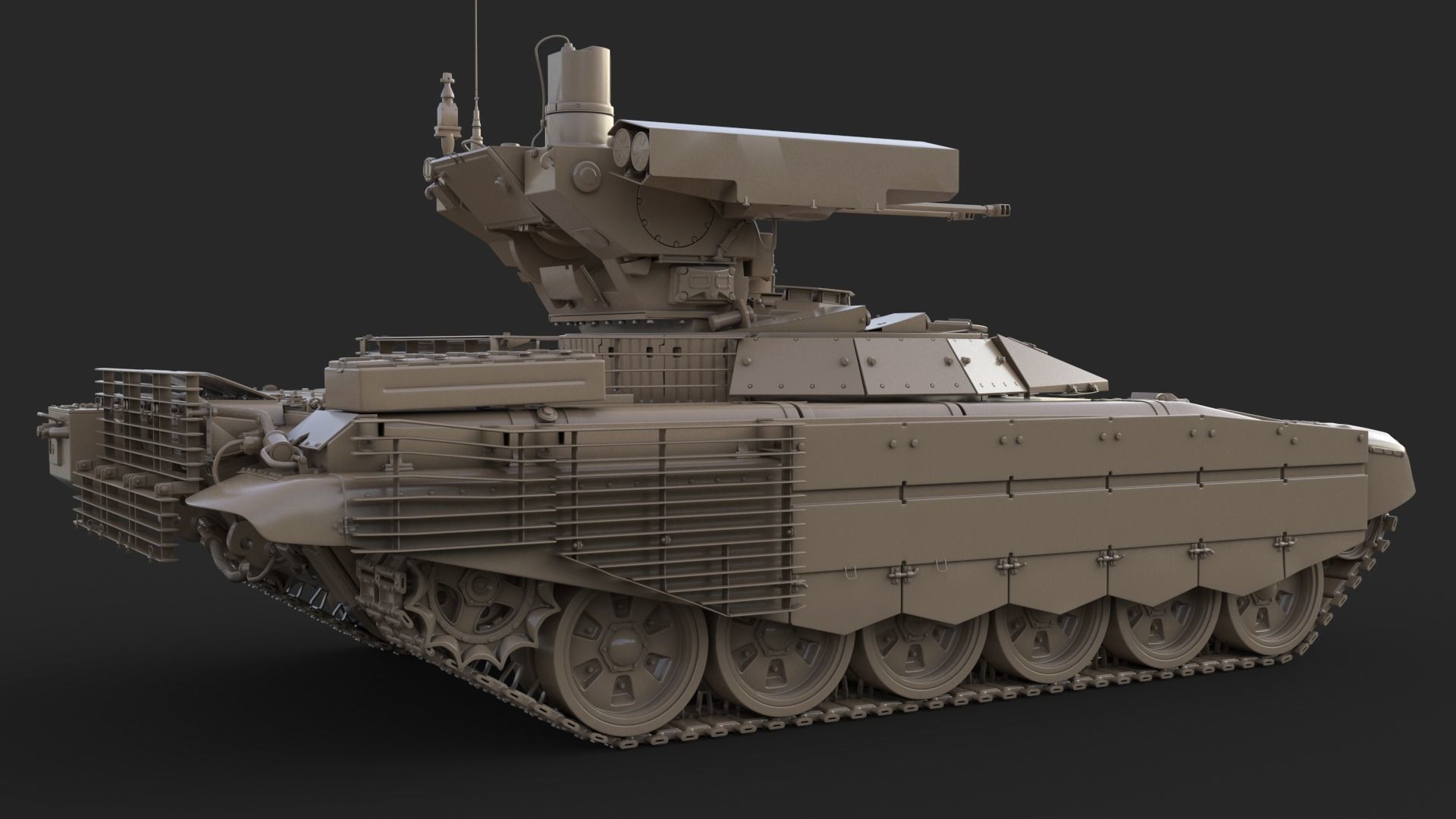 Tank Terminator BMPT 72 Clay 3D model_13