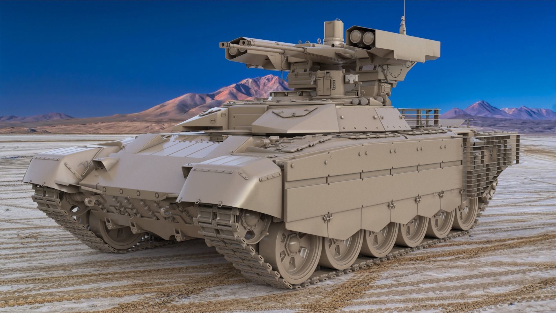 Tank Terminator BMPT 72 Clay 3D model_2
