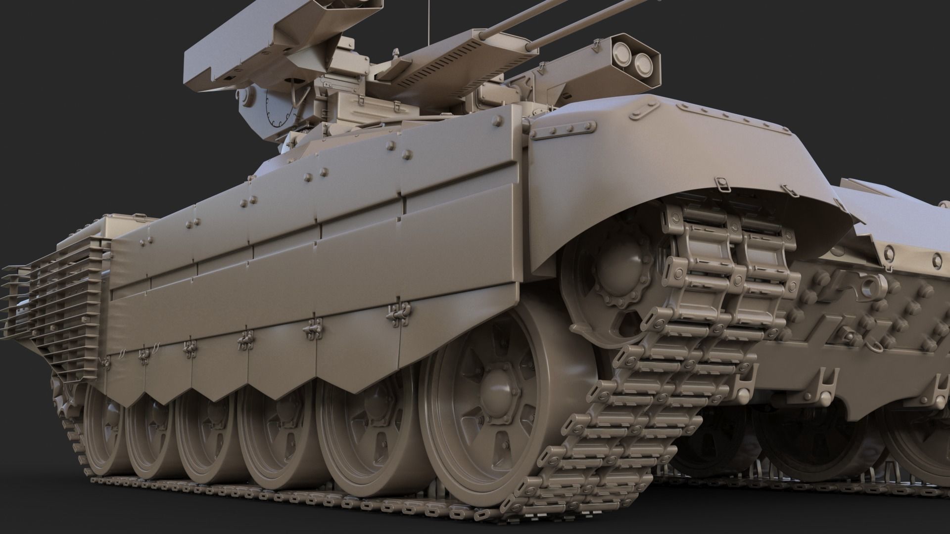 Tank Terminator BMPT 72 Clay 3D model_23