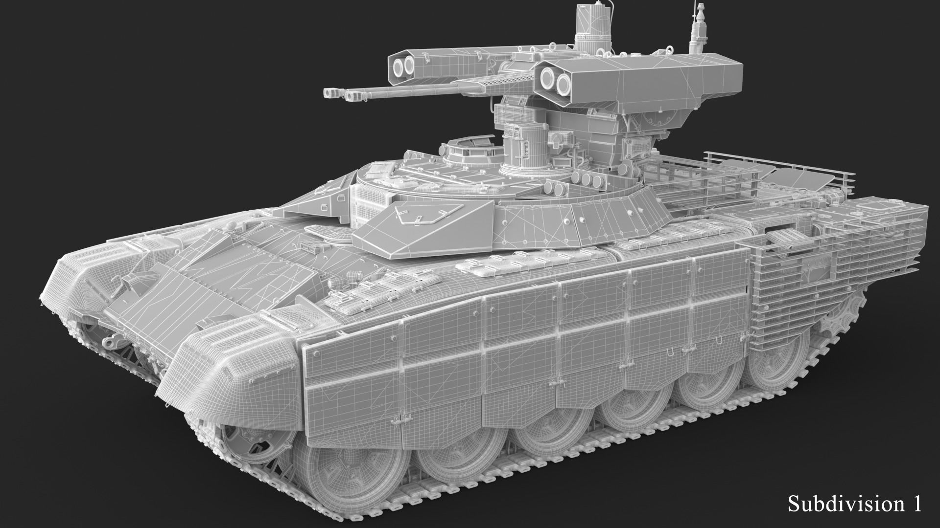 Tank Terminator BMPT 72 Clay 3D model_27
