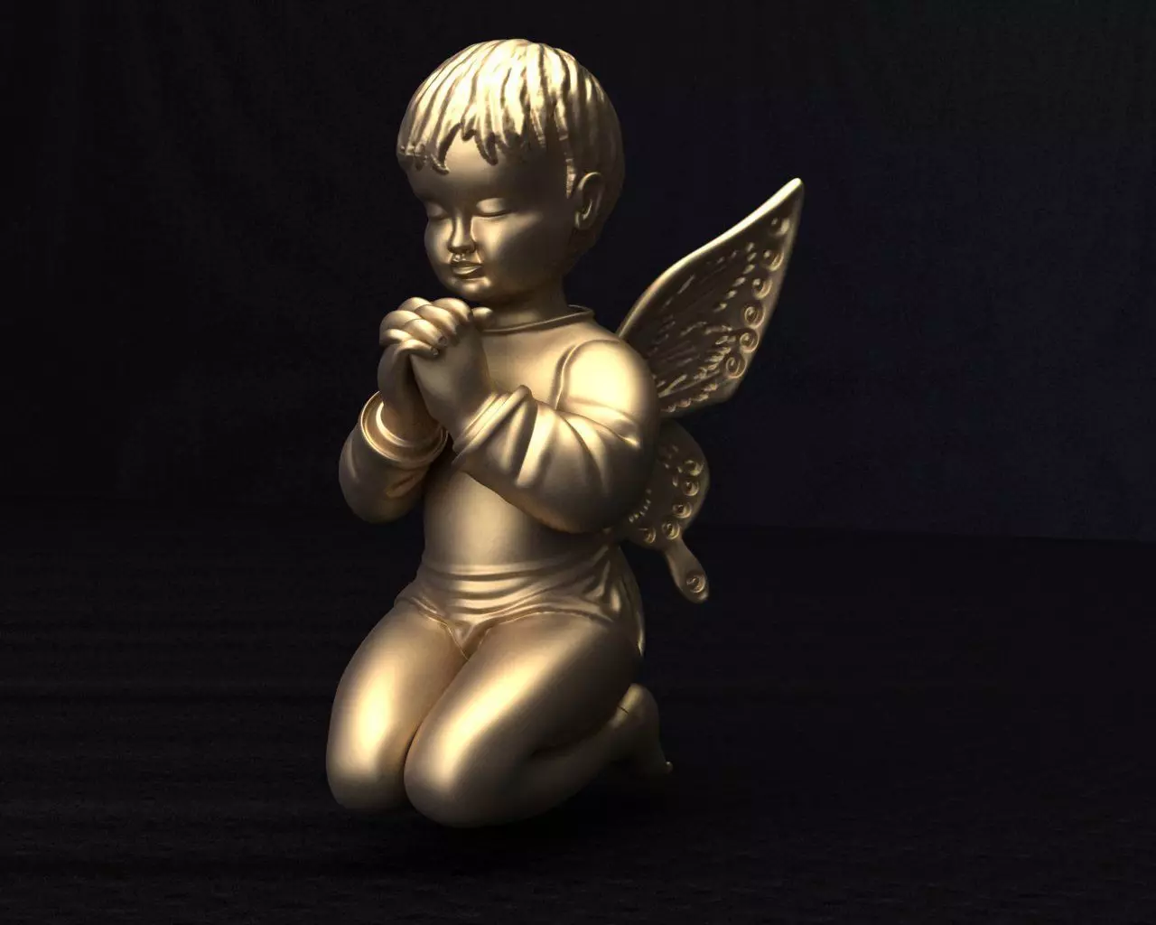 Praying Child Angel 3D print model_0