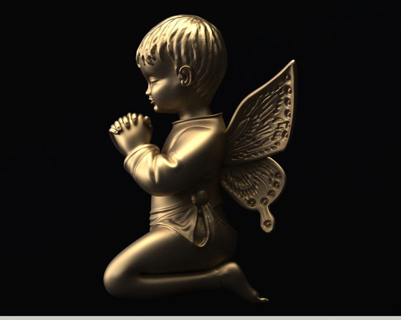 Praying Child Angel 3D print model_3