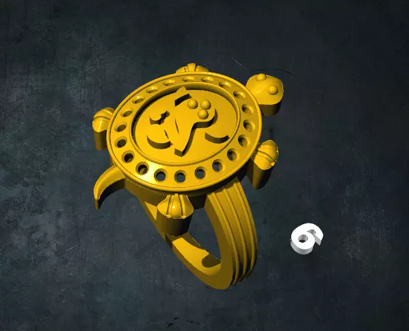 tortois gold ring with turtle 3D print model_0