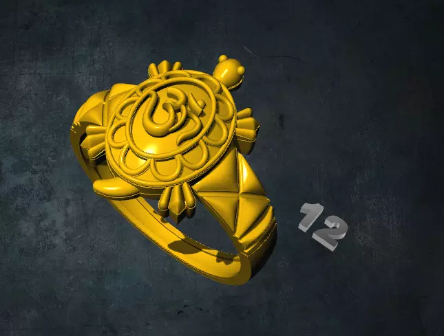 tortois gold ring with turtle 3D print model_0