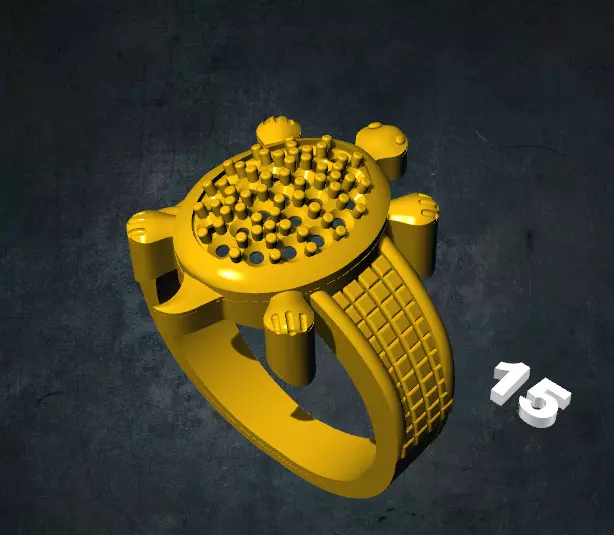 tortois gold turtle ring 3D print model_0
