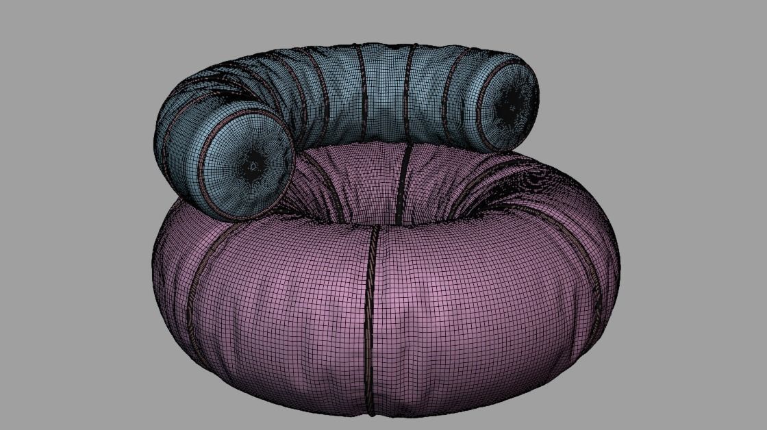 Round Couch seat 3d model 3D model_5