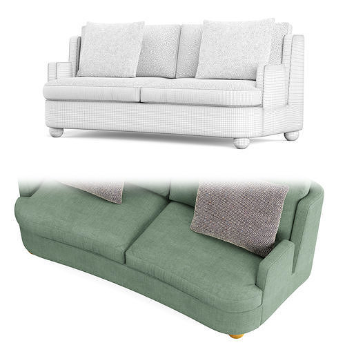 Two Seat Sister Sofa 3D model 2
