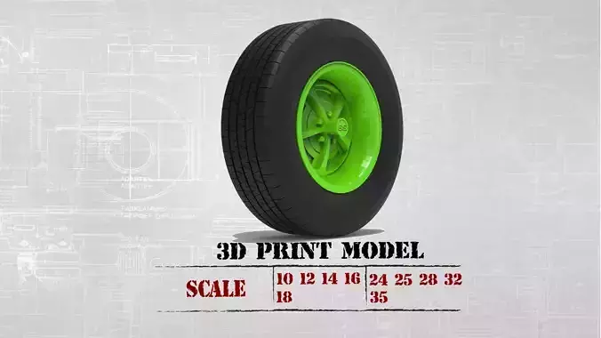 STL printable CLASSIC WHEELS Tire and Rim 3D print model