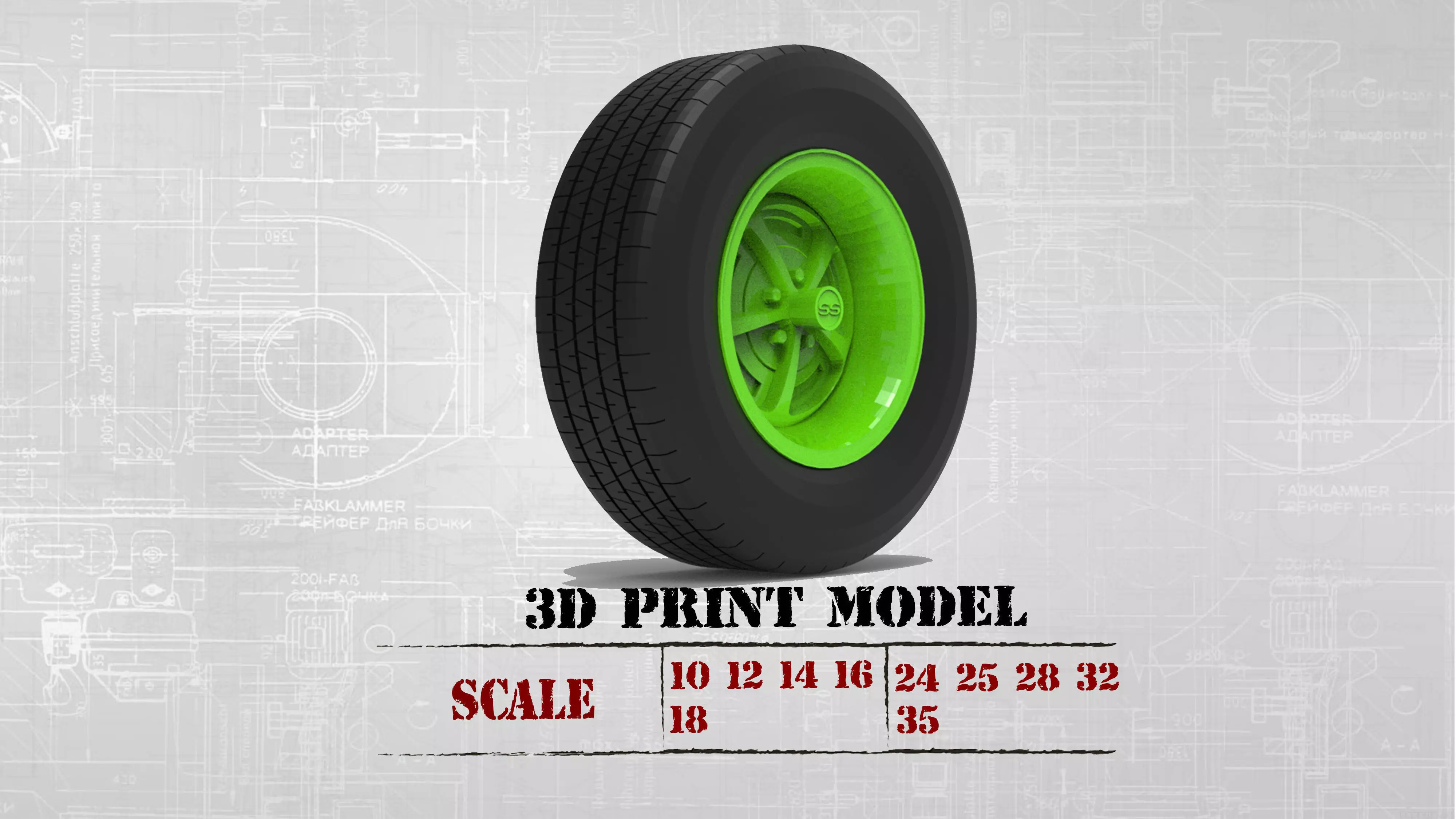 STL printable CLASSIC WHEELS Tire and Rim 3D print model_0