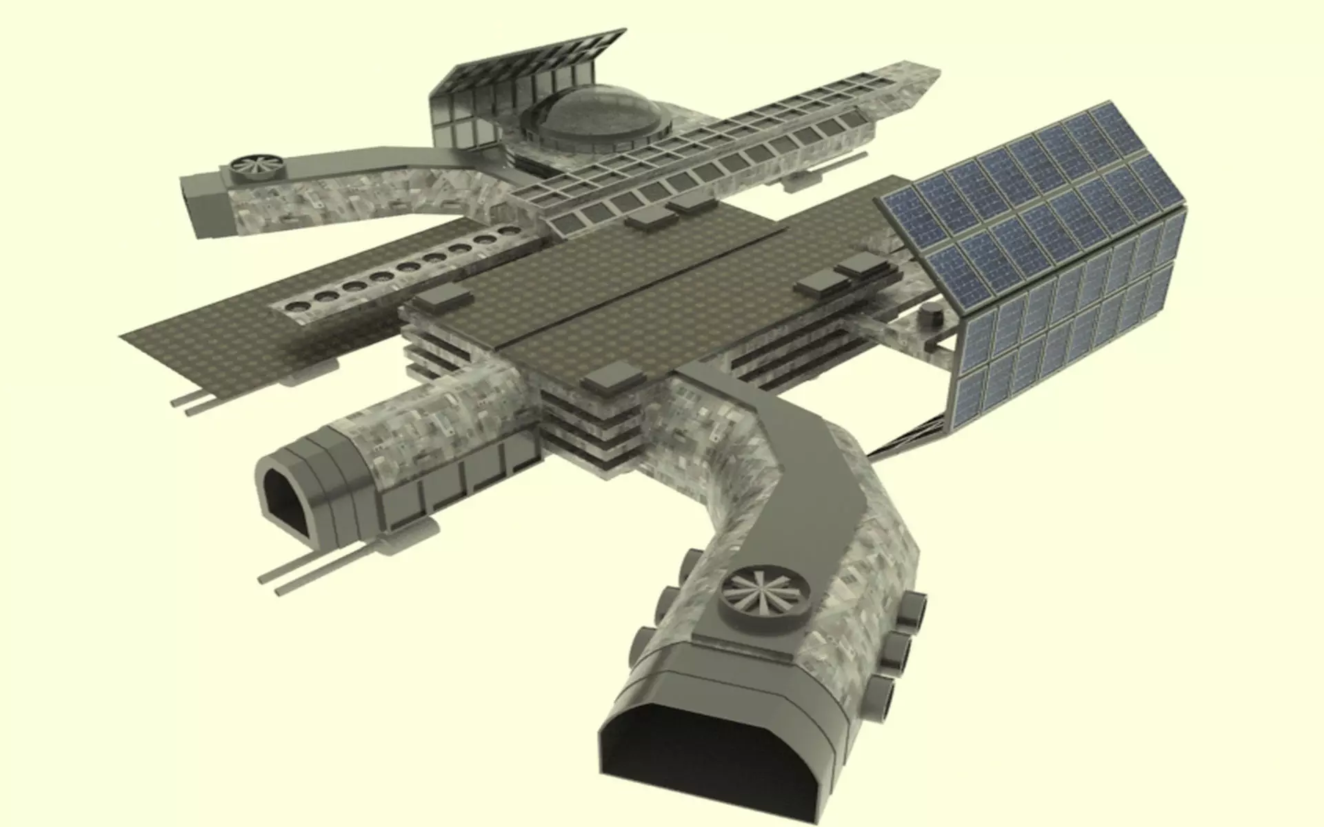 Antonov Spaceship Station Low-poly 3D model