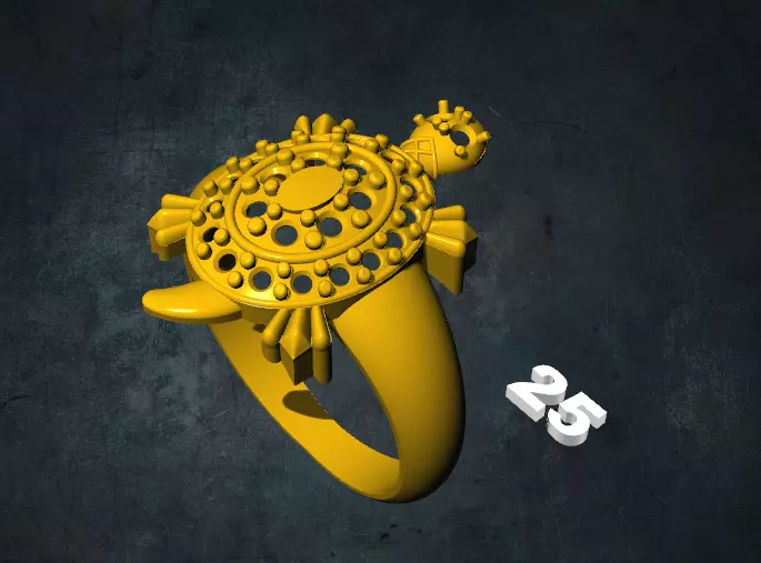 tortois ring with turtle 3D print model_0