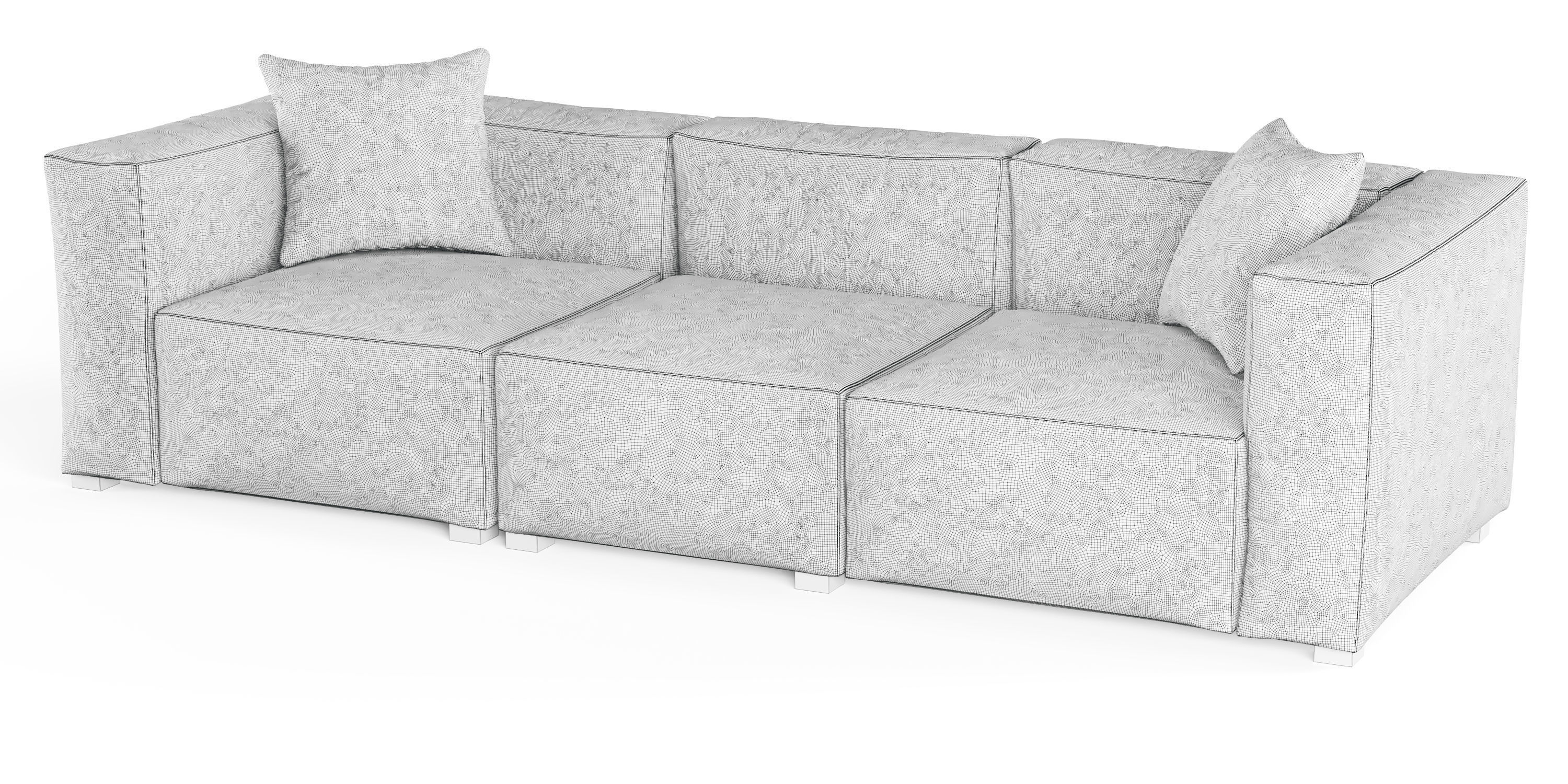 Large Cubist Style Sofa with Cushions 3D model_13