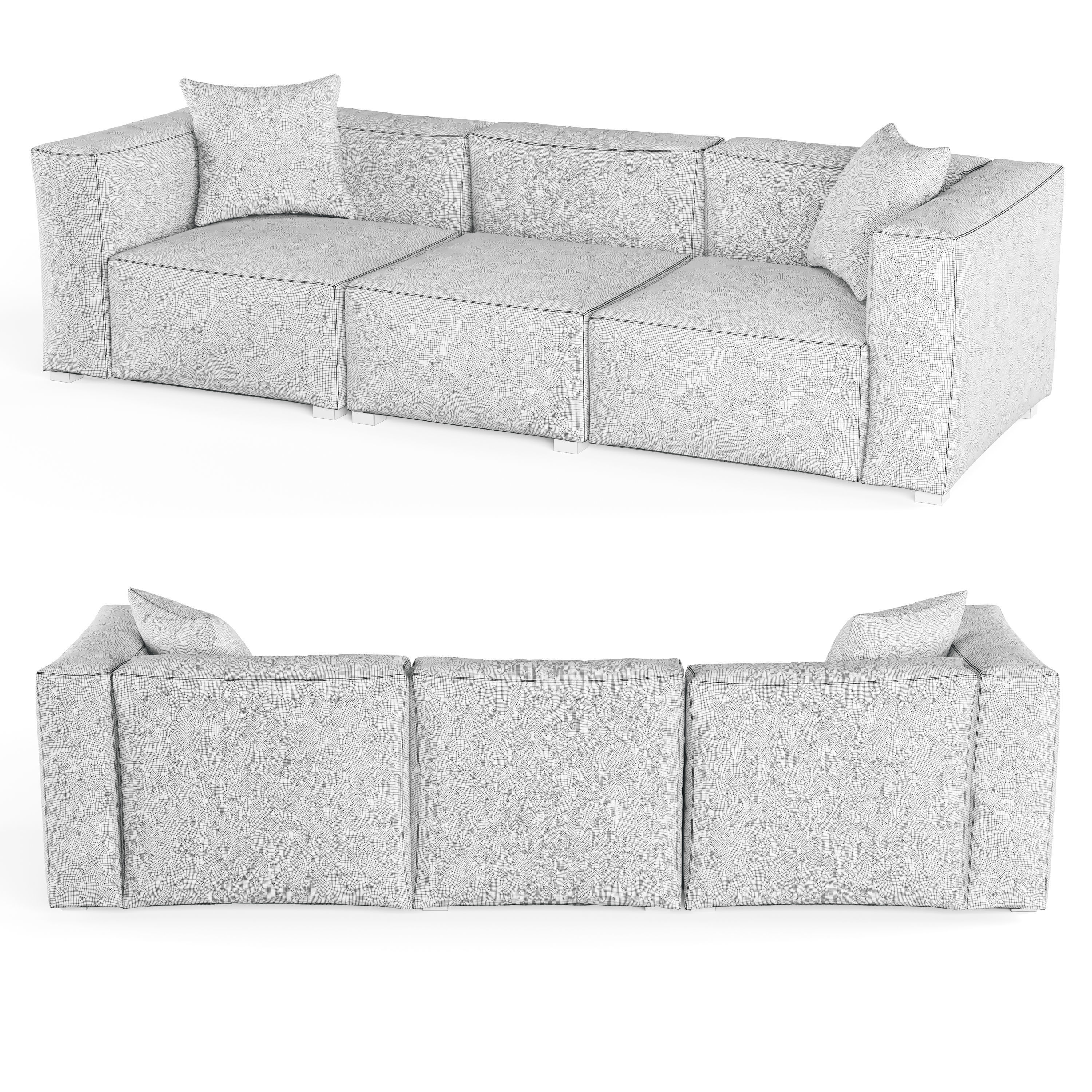 Large Cubist Style Sofa with Cushions 3D model_12