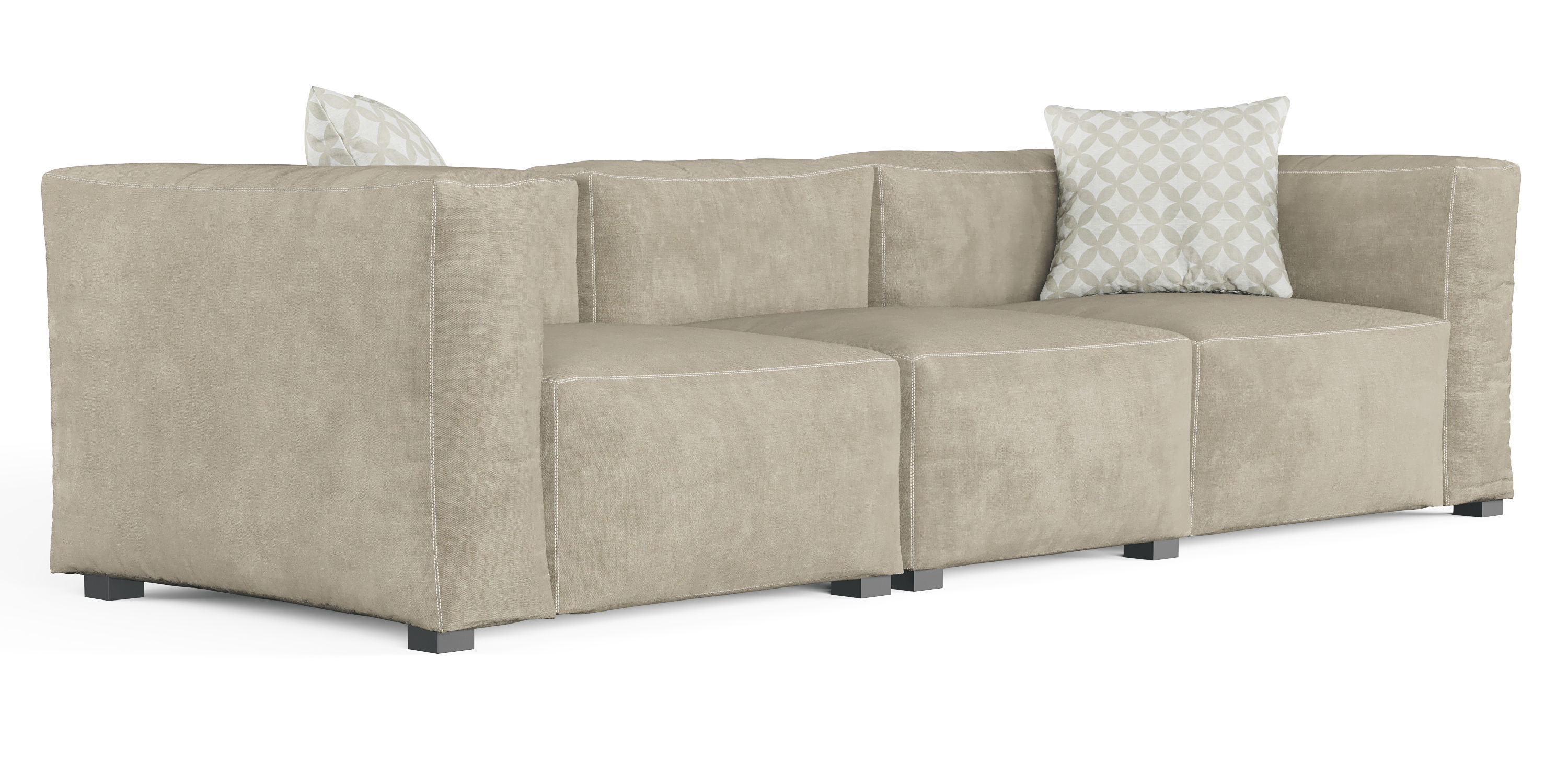 Large Cubist Style Sofa with Cushions 3D model_2