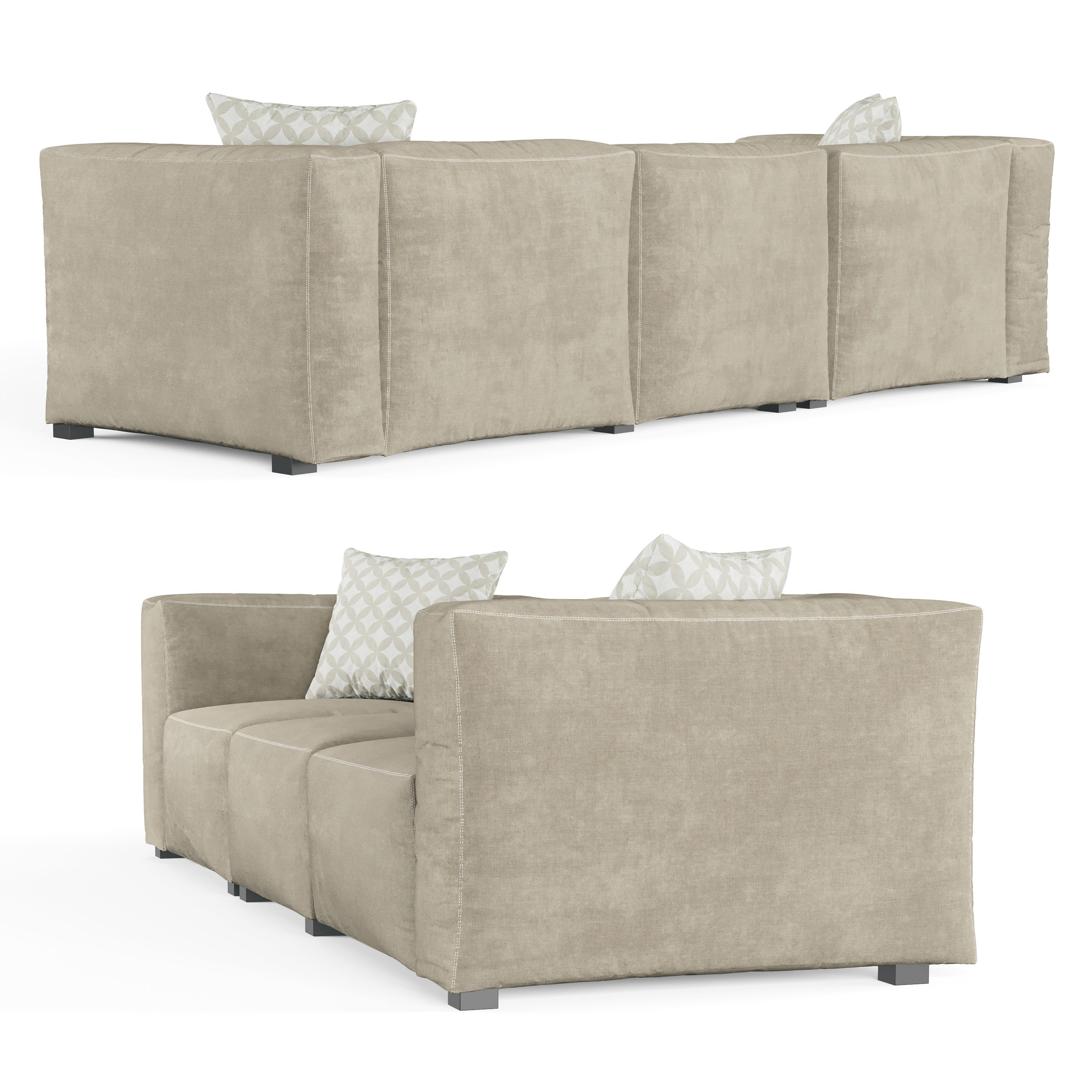 Large Cubist Style Sofa with Cushions 3D model_8