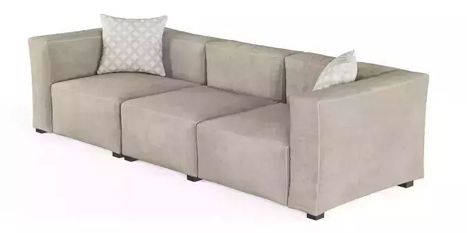 Large Cubist Style Sofa with Cushions
