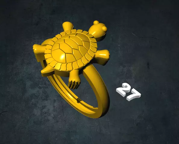 tortois turtle ring with number 3D print model_0