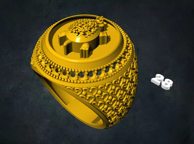tortois gold ring with ornate design 3D print model_0