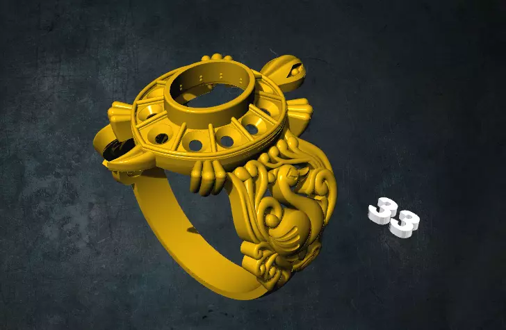 tortois ornate gold ring 3D print model_0