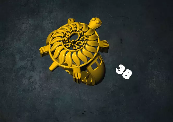 tortois ring with turtle 3D print model_0