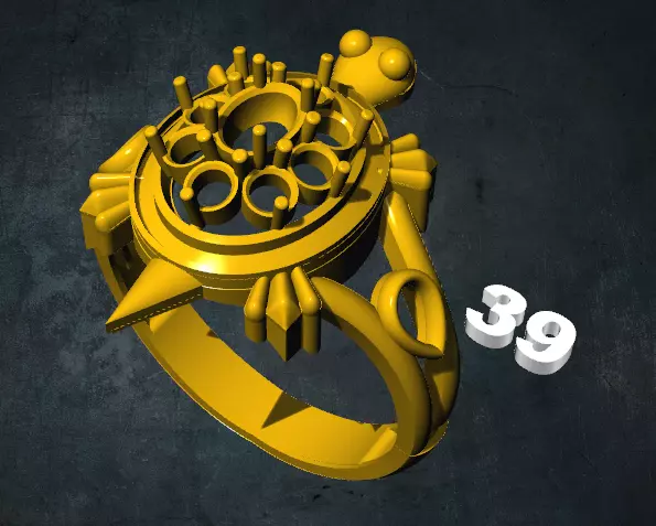 tortois gold ring with number 3D print model_0