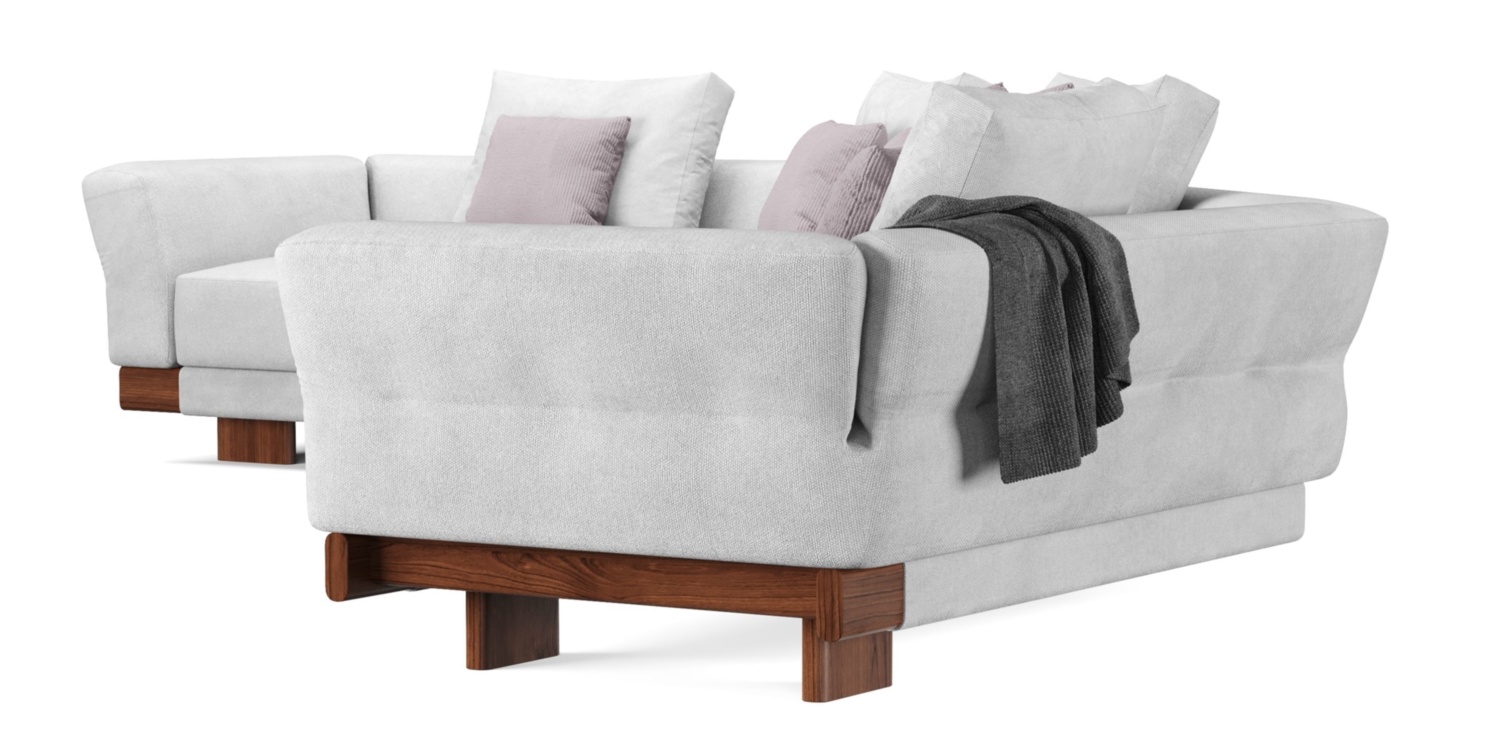 Sectional Sofa with pillows and blankets 3D model_13