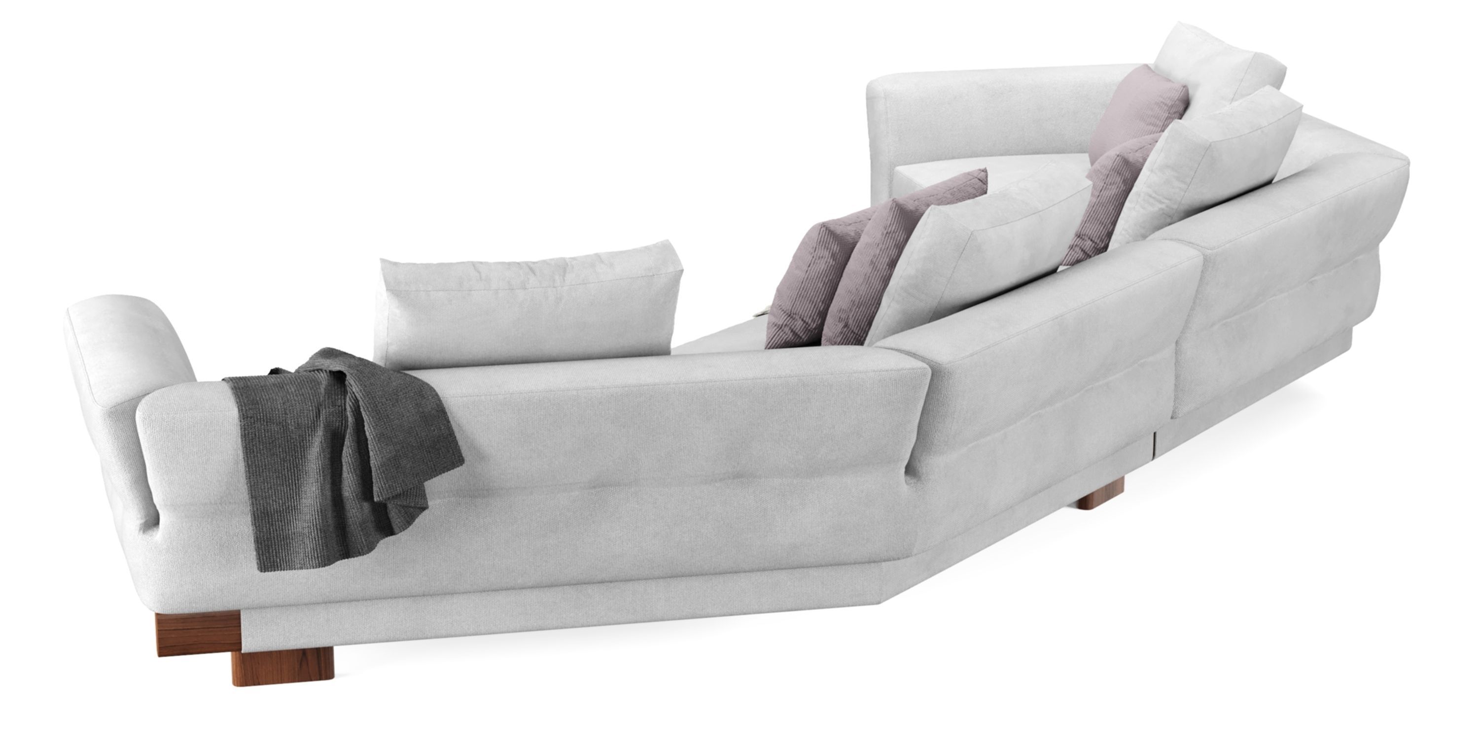 Sectional Sofa with pillows and blankets 3D model_12