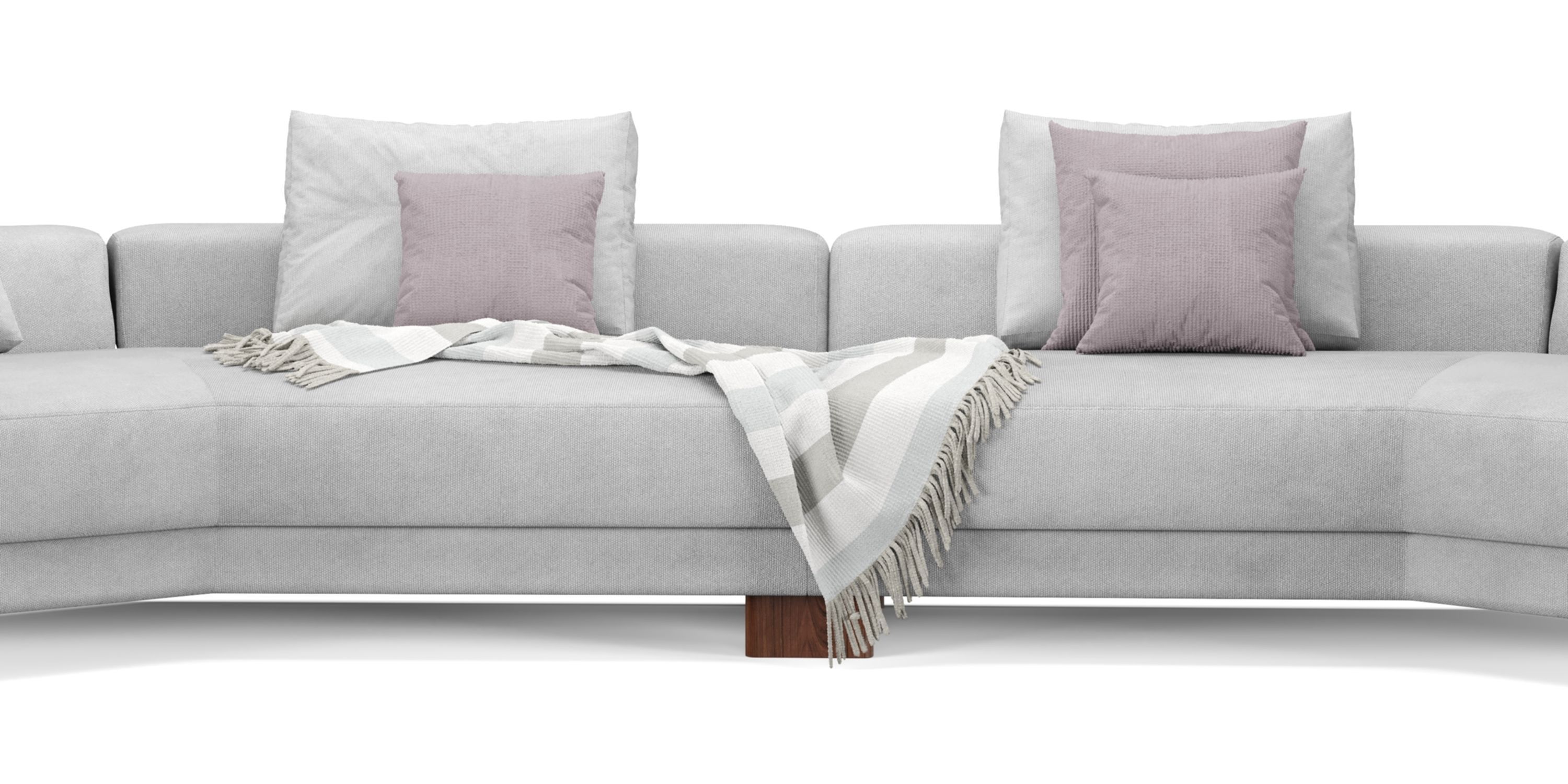 Sectional Sofa with pillows and blankets 3D model_8