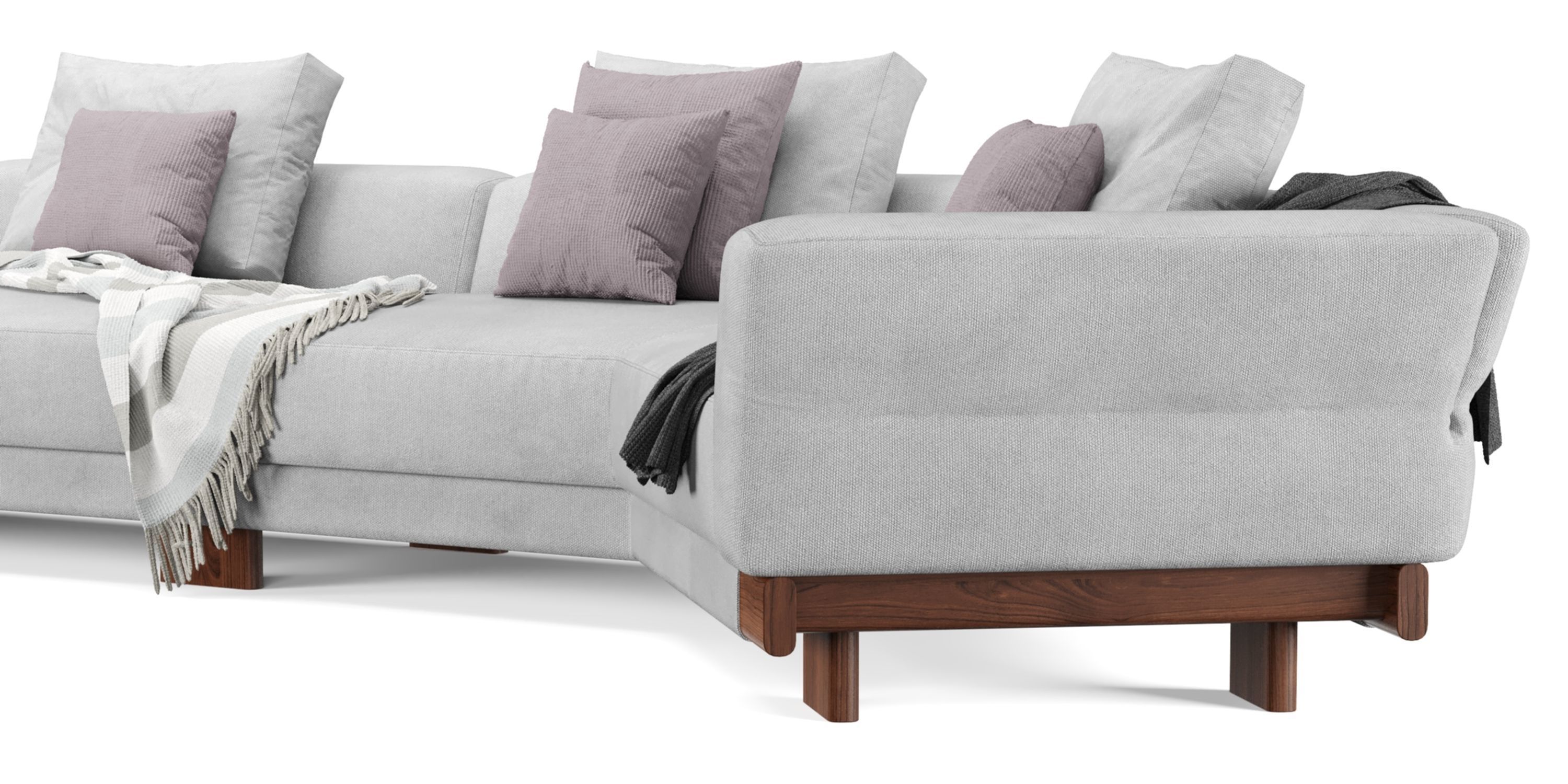 Sectional Sofa with pillows and blankets 3D model_7