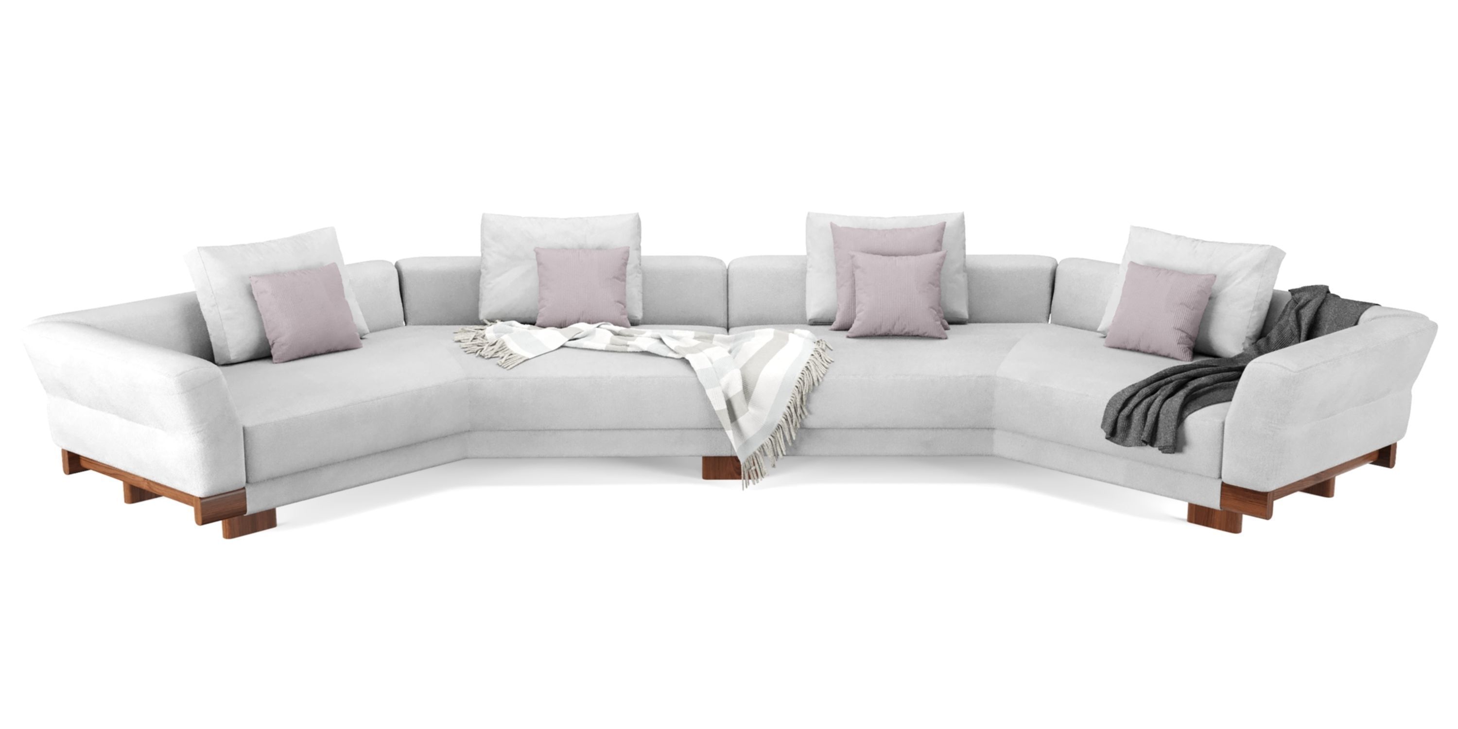 Sectional Sofa with pillows and blankets 3D model_14