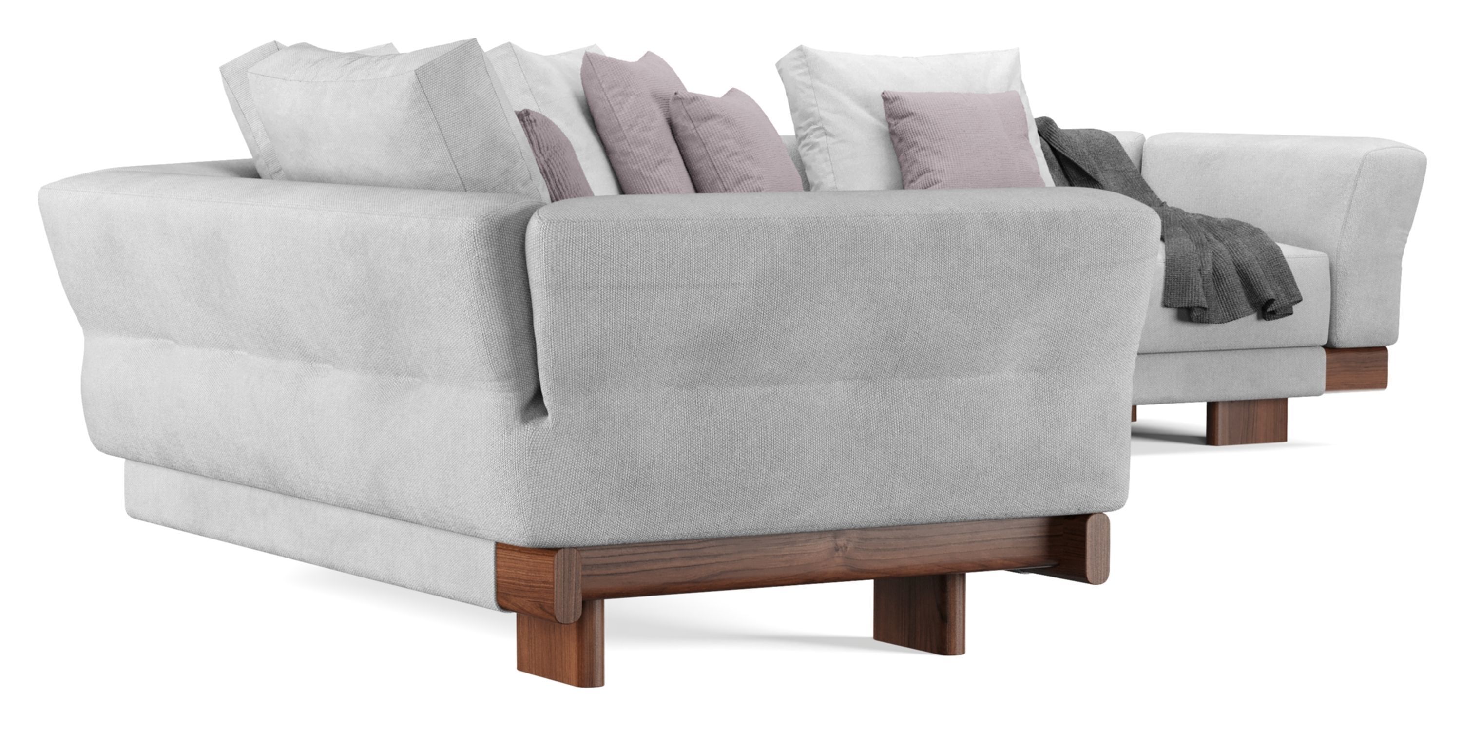Sectional Sofa with pillows and blankets 3D model_9