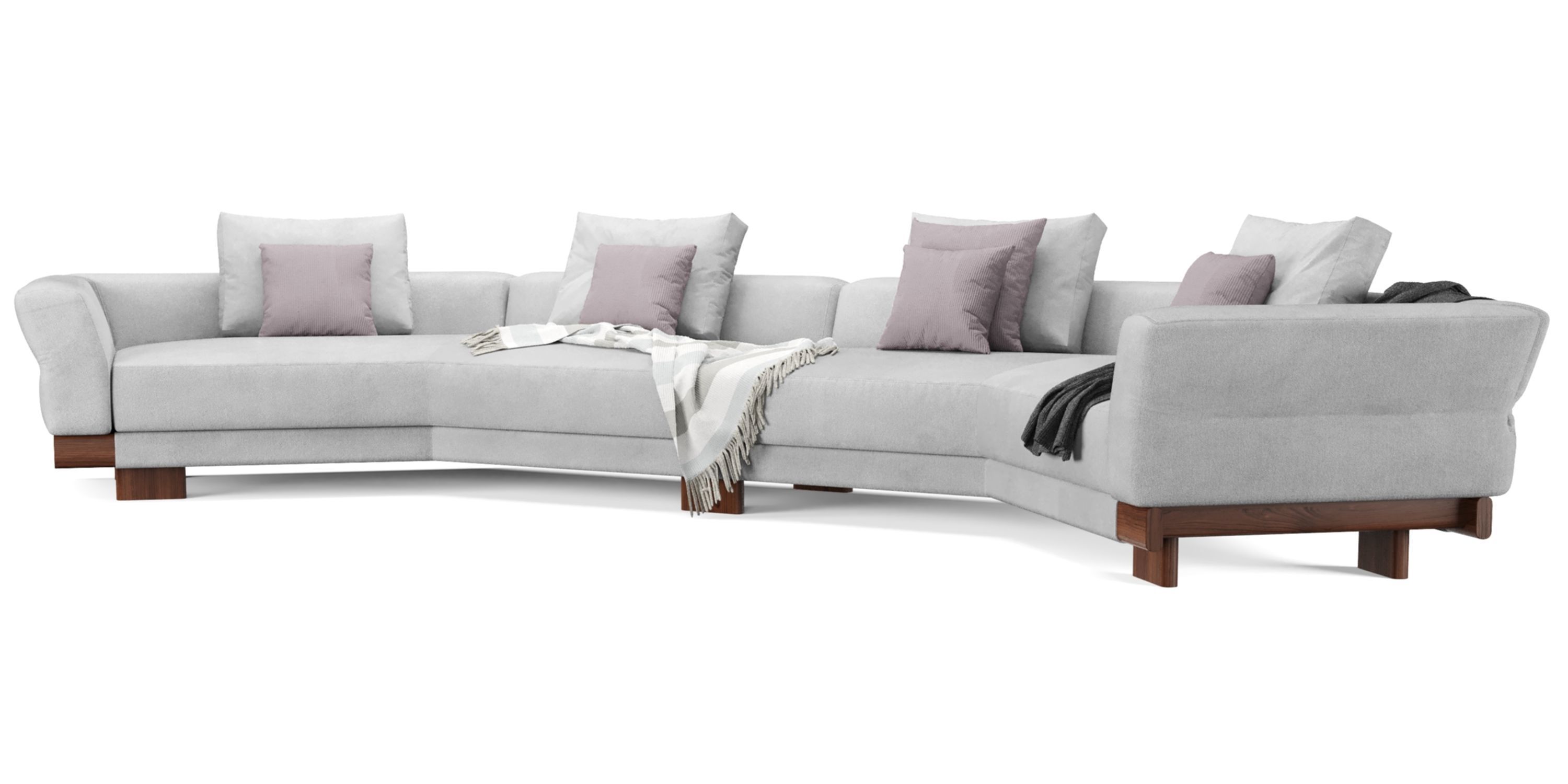 Sectional Sofa with pillows and blankets 3D model_6