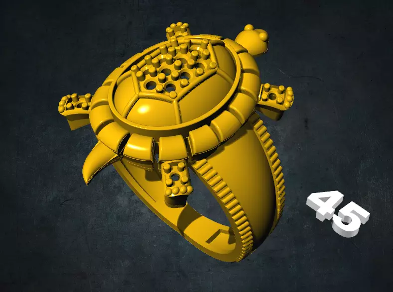 tortois turtle ring with numbers 3D print model_0